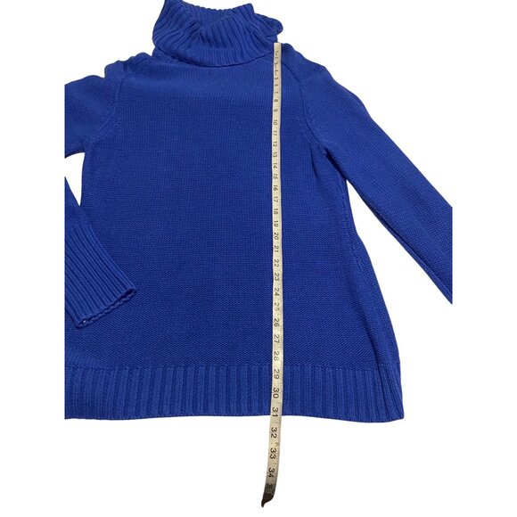 Gap Womens XXL Blue Cable Knit Turtleneck Sweater Ribbed Cuffs & Hem Cotton/Acry - Picture 3 of 14